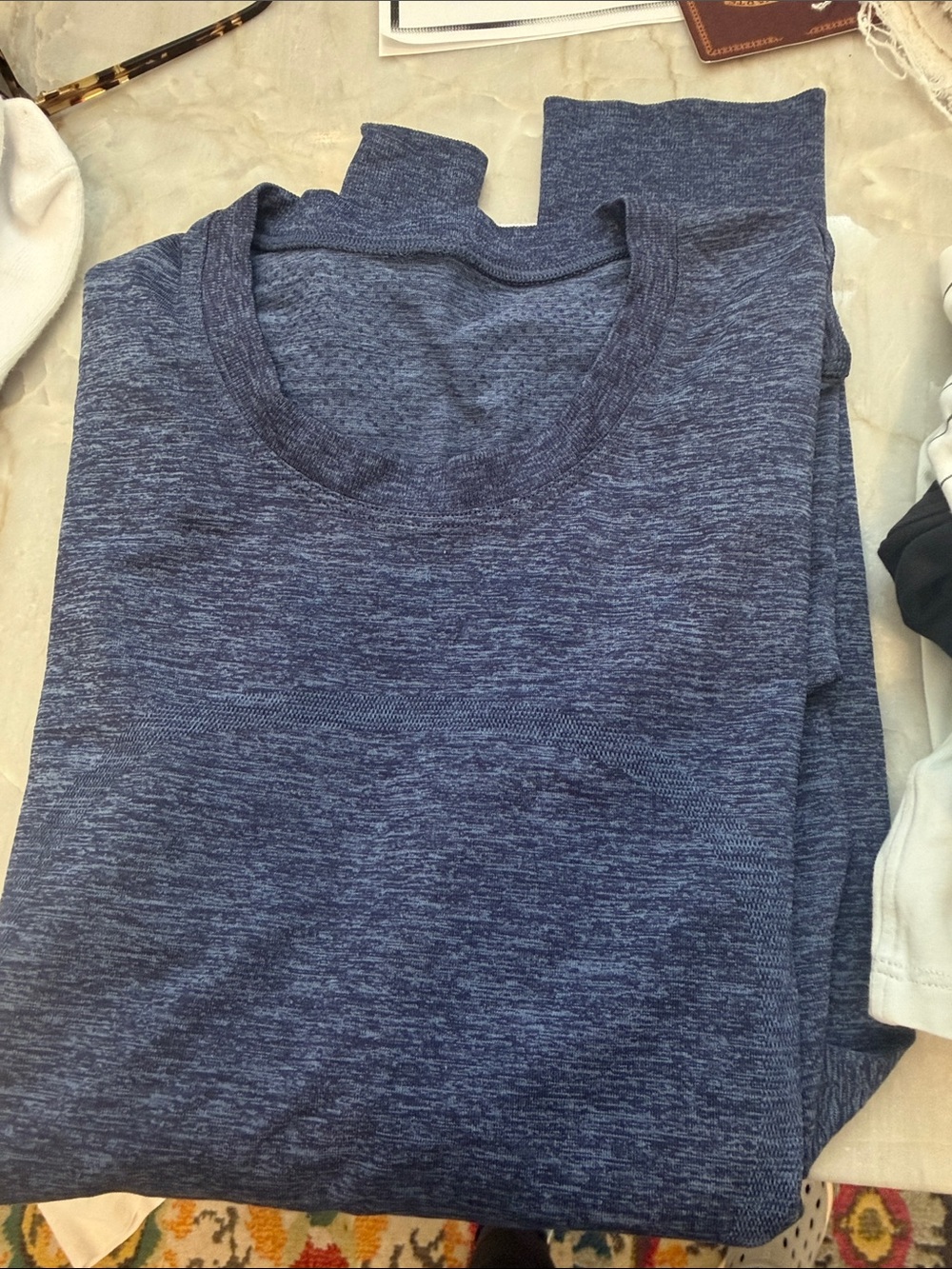 lululemon athletica Swiftly Tech Heathered Navy Long Sleeve Seamless Top